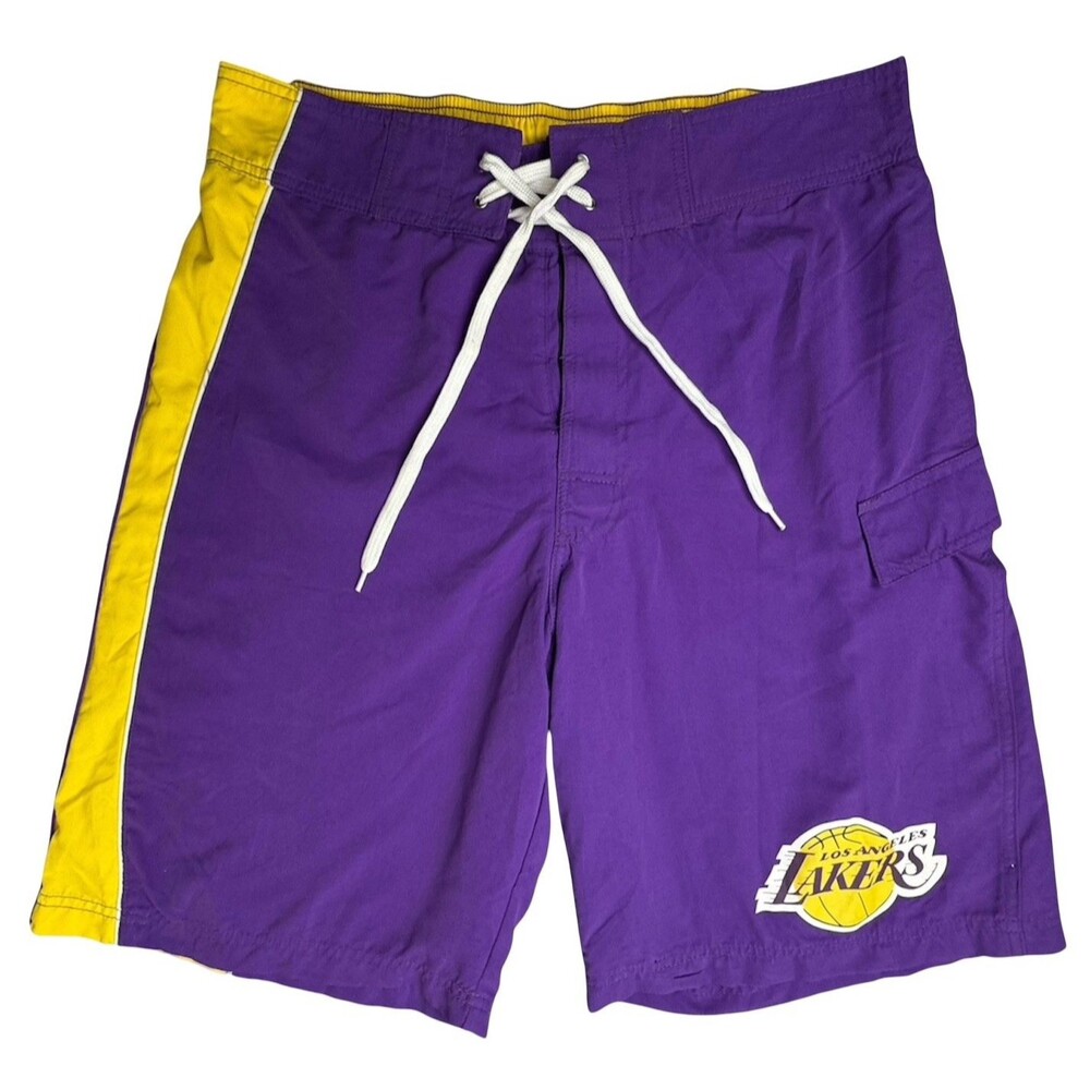 LA Lakers Mens Size Medium Board Shorts Swim Surf Los Angeles Purple Pool New